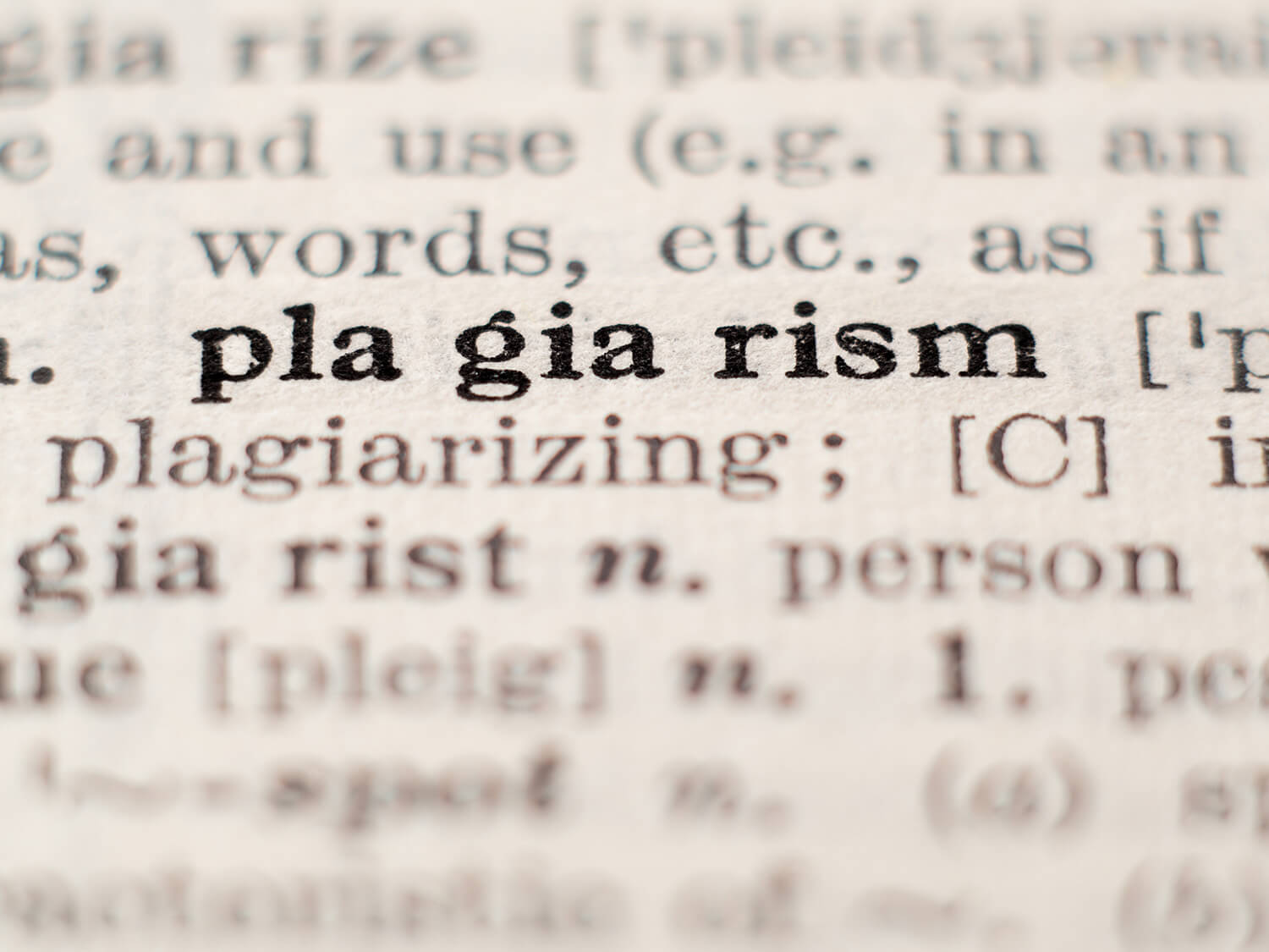 The definition of the word plagiarism from a dictionary 
